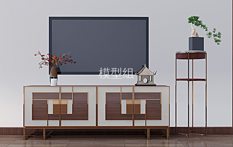 Z03-0113中式电视柜餐边柜花架摆件盆景