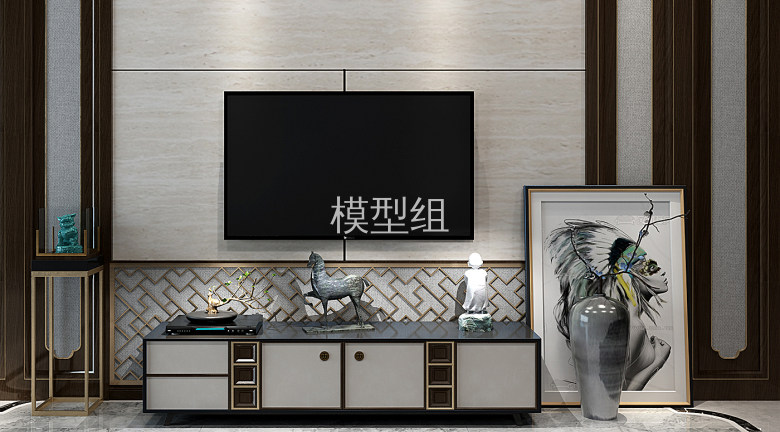 H11-0115新中式电视柜花瓶摆件