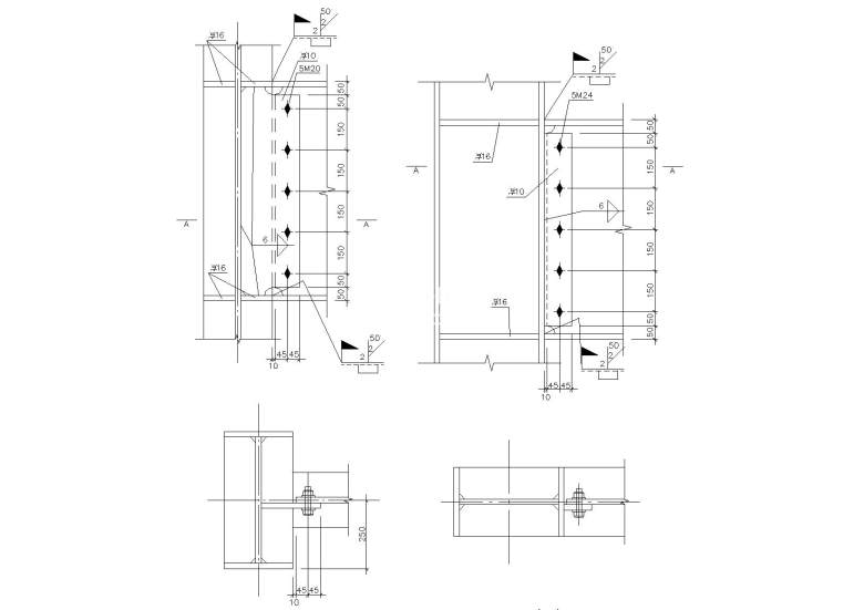800梁柱刚接连接节点构造详图