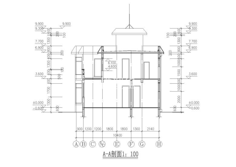 二层阁楼内庭小户型别墅建筑施工图_9