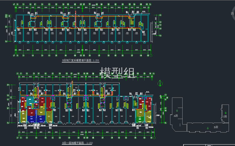 B段地下室采暖管道平面图，B段一层地暖平面图.png