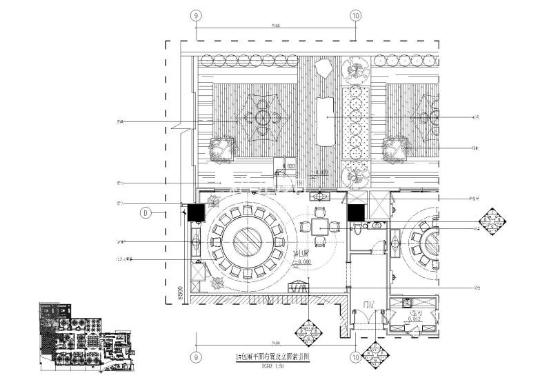 1#包厢平面布置及立面索引图