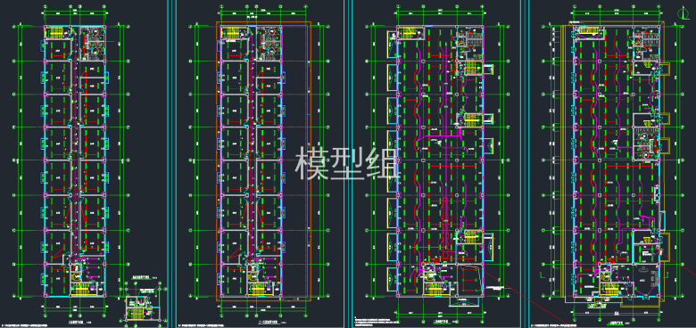 一层照明平面图，二层照明平面图，三至五层照明平面图，六层照明平面图.png