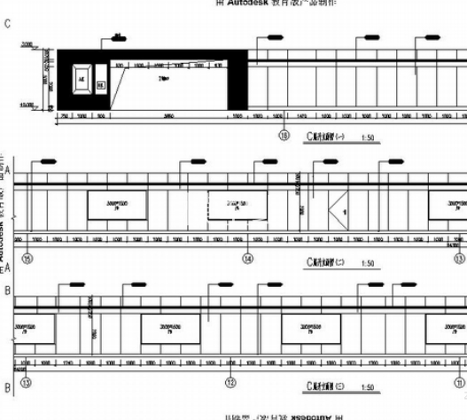 [上海]现代轨道交通线路工程室内站台装修施工图站厅层立面图