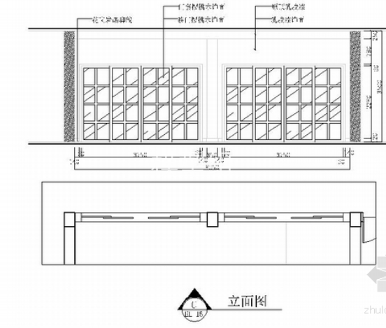 [浙江]现代消防楼室内设计装修施工图接待餐厅立面图