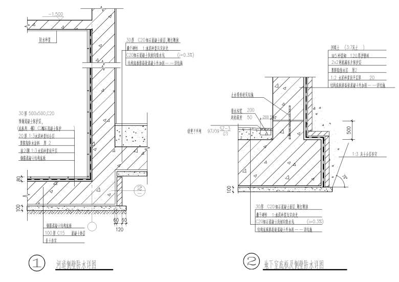 河道侧壁防水详图