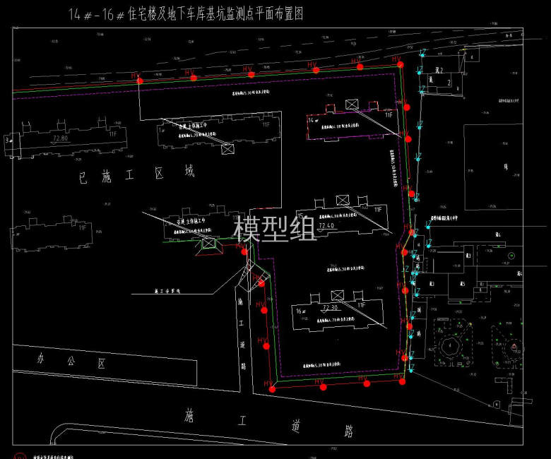 住宅楼及地下车库基抗监测点平面布置图.jpg
