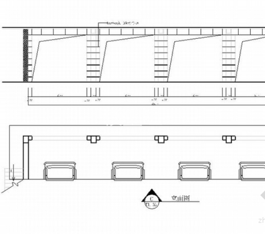 [浙江]现代消防楼室内设计装修施工图车库立面图 