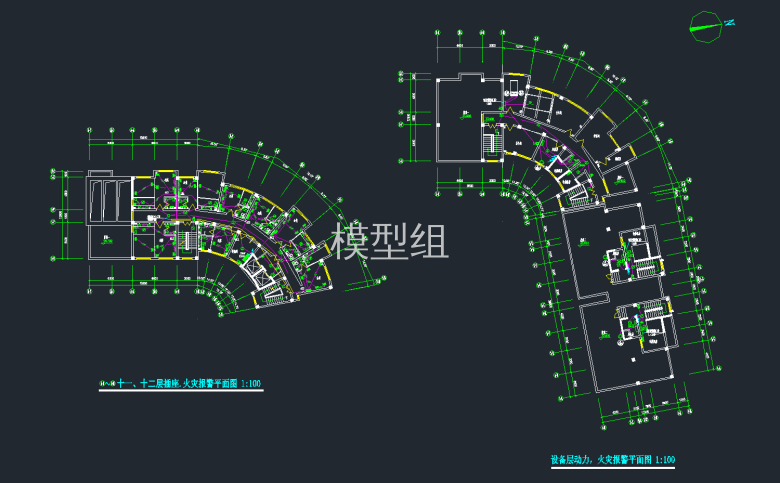 设备层动力、火灾报警平面图，5-8--5-19十一、十二层插座、火灾报警平面图.png