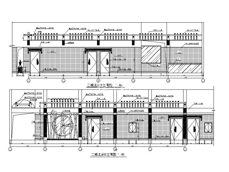 100套不同风格的餐饮空间餐厅设计CAD施工图立面图