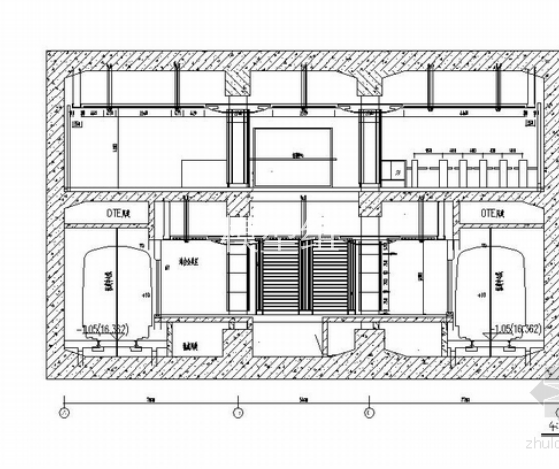 [湖南]现代城市轨道交通地铁车站公共区装修室内设计施工图站台剖面图