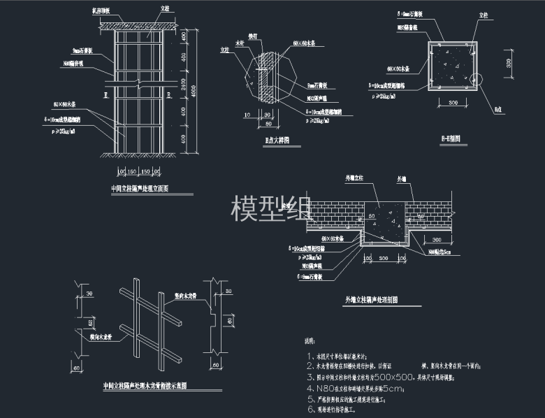 中间立柱隔声处理木龙骨衔接示意图.png