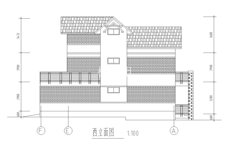 西立面图