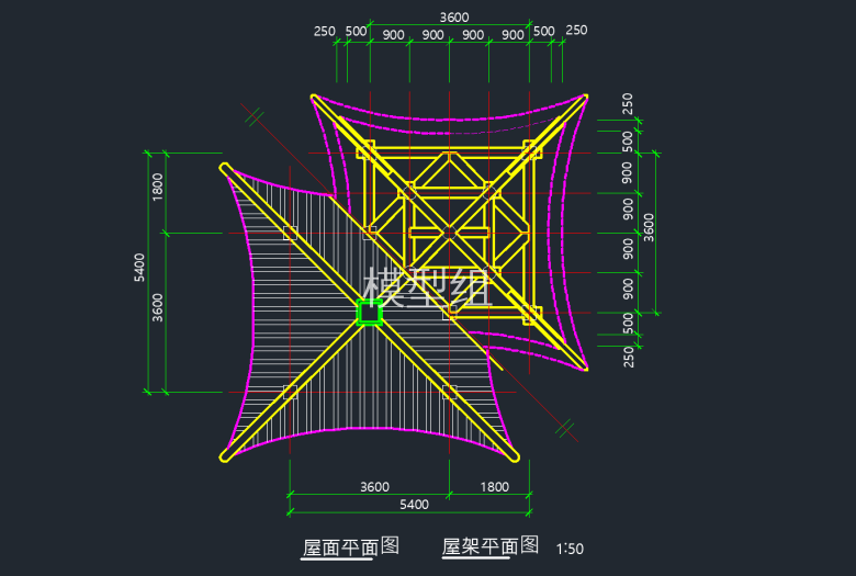 屋面平面图，屋架平面图.png