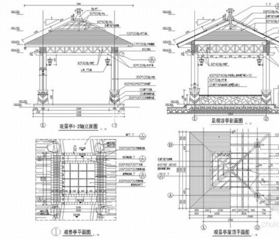 园林景亭施工详图24例