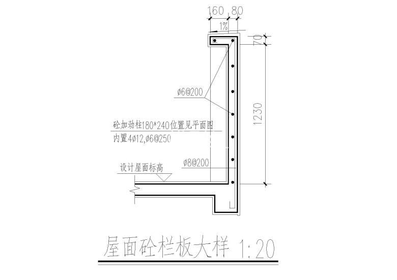 屋顶砼栏板大样