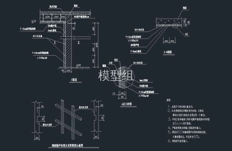 墙面隔声处理木龙骨衔接示意图.png