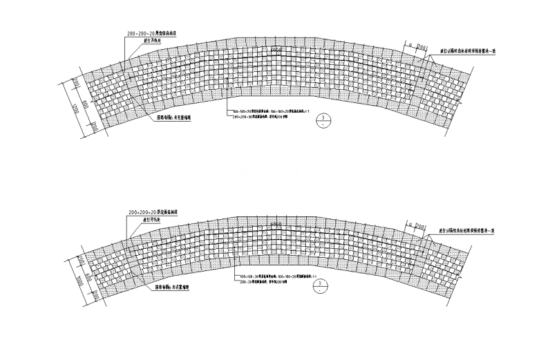 园路石材铺装样式（灰色弧线系列）五