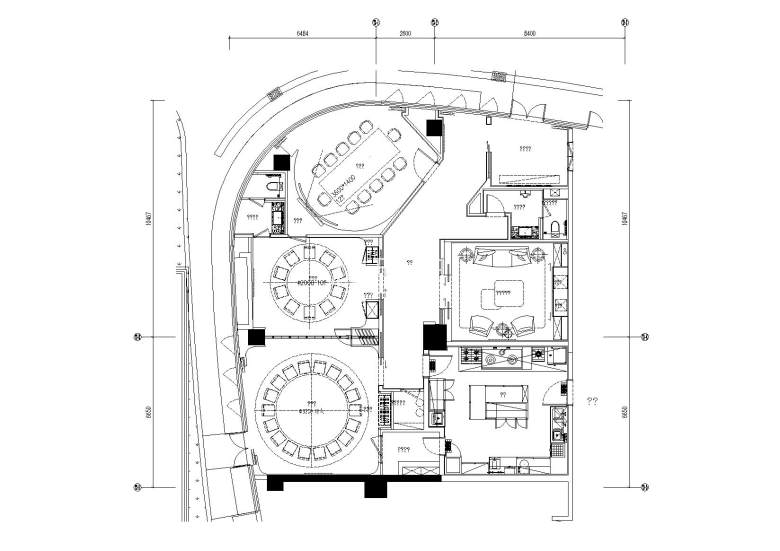 集艾设计 - 上海中城事业办公室CAD施工图1F平面布置图