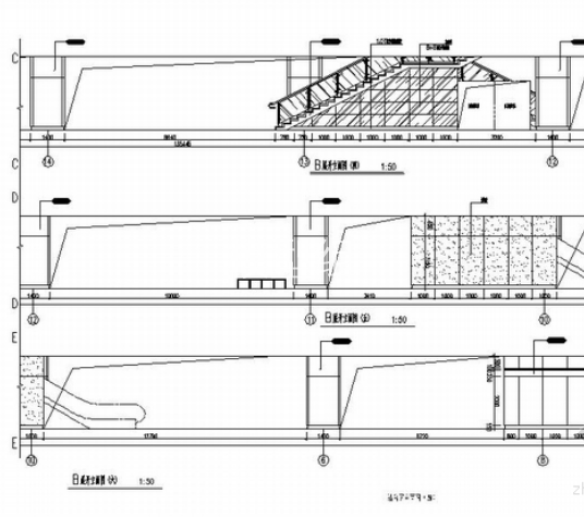 [上海]现代轨道交通线路工程室内站台装修施工图立面图