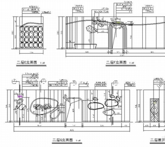 [原创]甜美可爱卡通主题宝宝摄影室施工图立面图