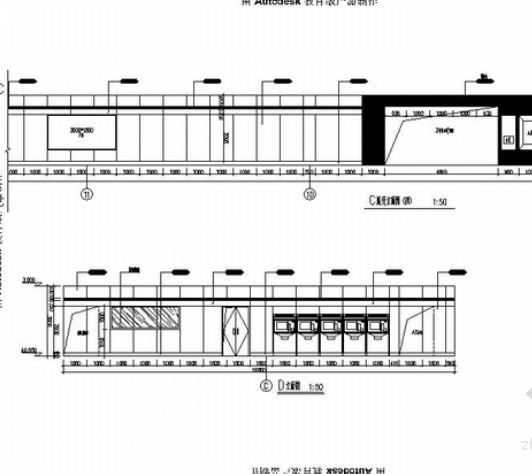 [上海]现代轨道交通线路工程室内站台装修施工图站厅层立面图