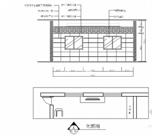 [浙江]现代消防楼室内设计装修施工图接待餐厅立面图