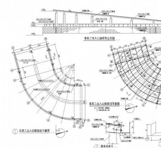 园林景观车库廊架施工详图