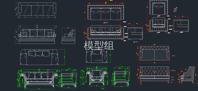 沙发家具cad施工图库集5.png