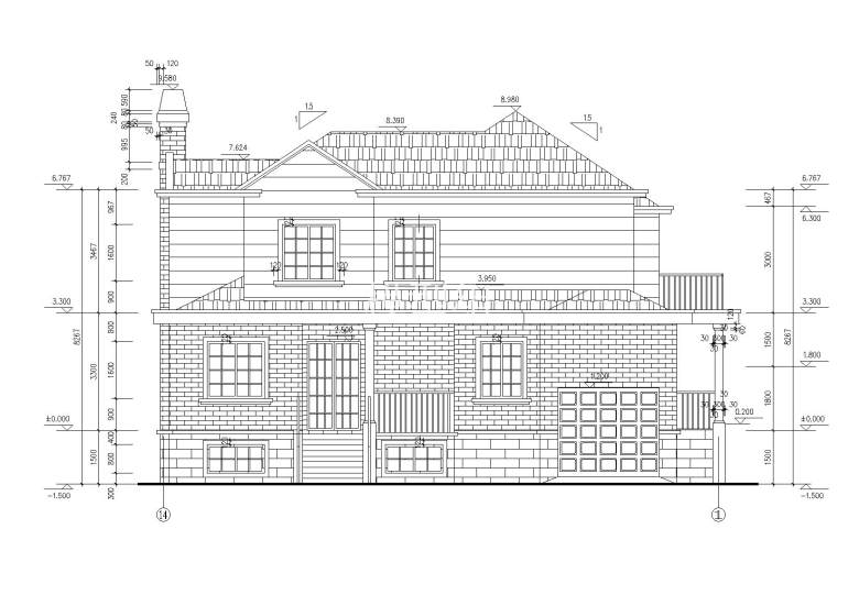 <a href=http://www.moxingzu.com/tag/5295/ target=_blank class=infotextkey>现代风格</a>坡屋顶二层独栋别墅建筑施工图_7