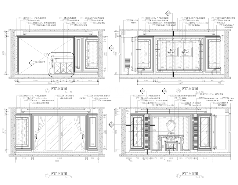 中齐195户型 客厅立面图01