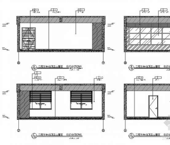 [湖南]看守所营房室内装修设计施工图勤务值班室立面图