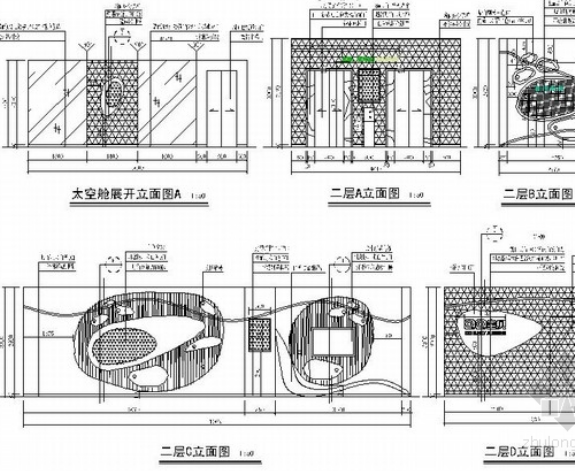 [原创]甜美可爱卡通主题宝宝摄影室施工图立面图 