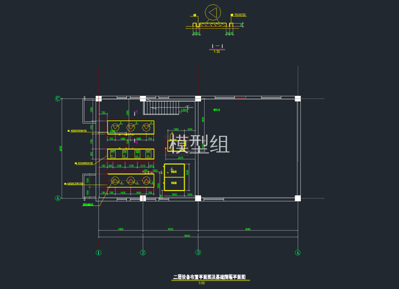 二层设备布置平面图及基础围堰平面图.png