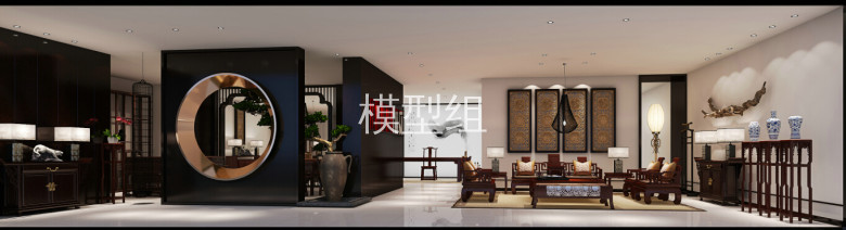 [北京]古香古色中式风展厅室内设计效果图