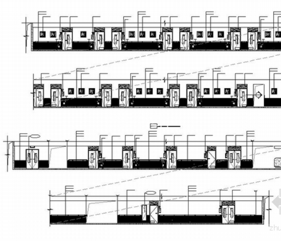 [湖南]高新区五层现代卫生院室内设计装修施工图走道立面图