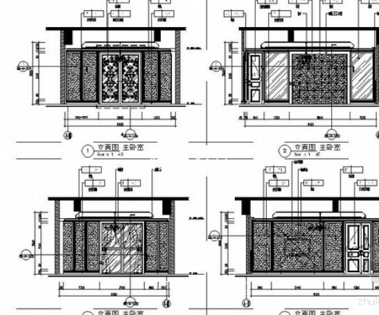 [北京]简欧风格汽车服务中心总统套房装修施工图（含效果）主卧室立面图