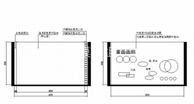 [北京]阳光童趣幼儿园画廊室内装修CAD施工图（含效果图）