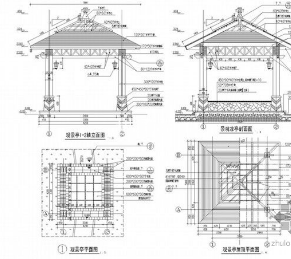 园林景亭施工详图