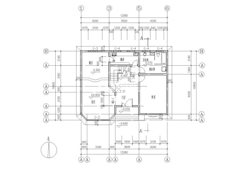 二层阁楼内庭小户型别墅建筑施工图_5