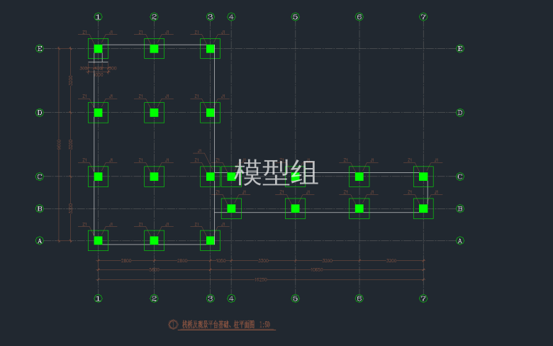 栈桥及观景平台基础、柱平面图.png