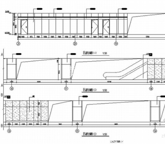 [上海]现代轨道交通线路工程室内站台装修施工图立面图 