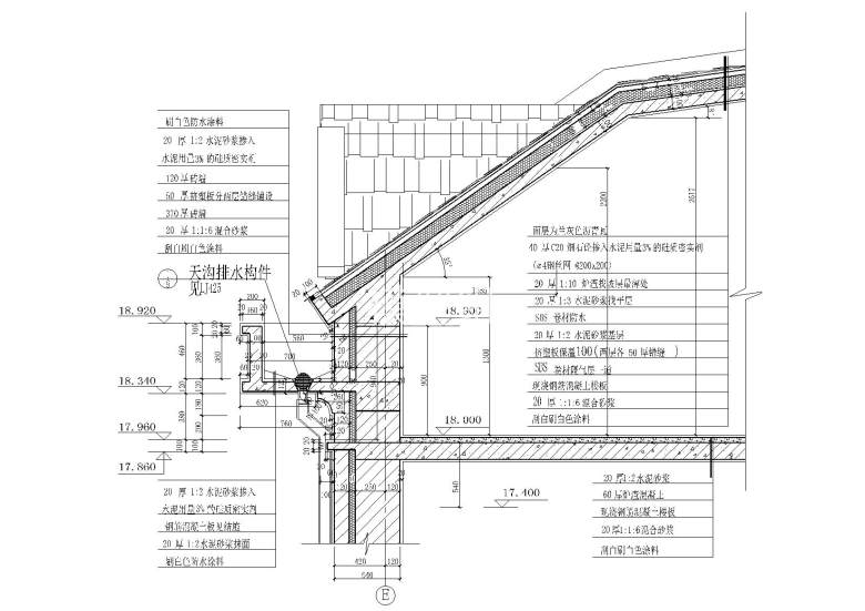 北向天沟,屋面详图
