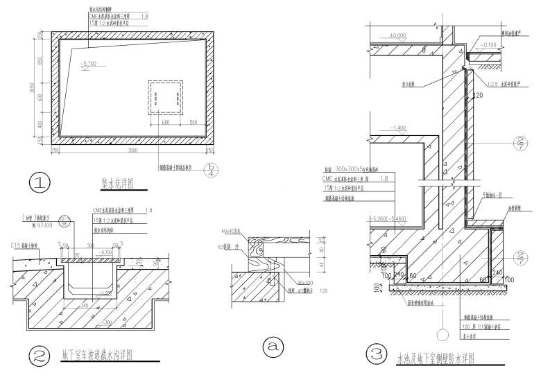 地下室车坡道截水沟详图