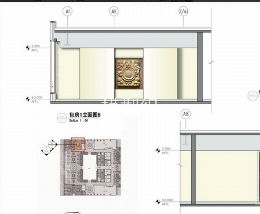 [北京]时尚简欧写字楼公共区设计立面图