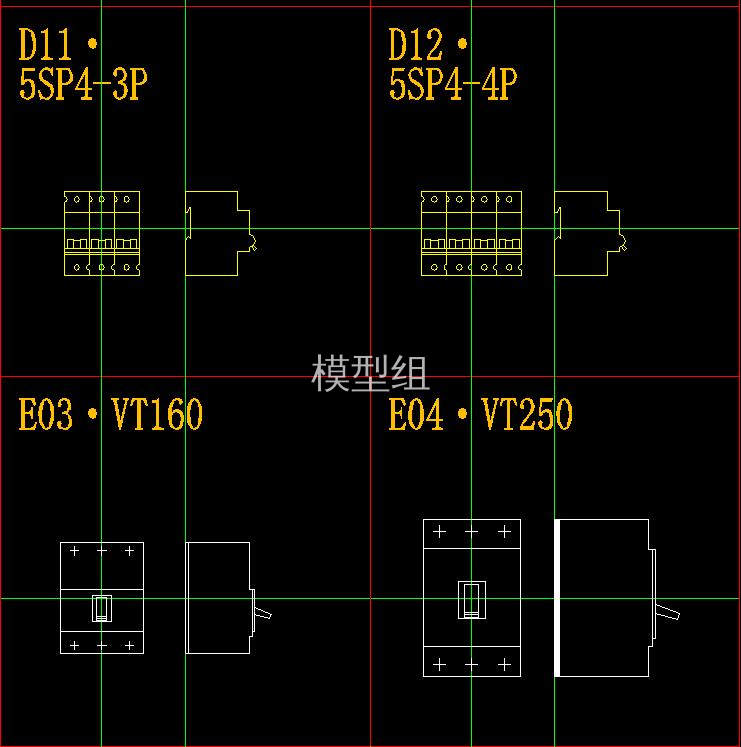 原创常用空气开关CAD施工图，空气开关CAD图纸下载 - 素材下载_模型组cad设计图纸库>