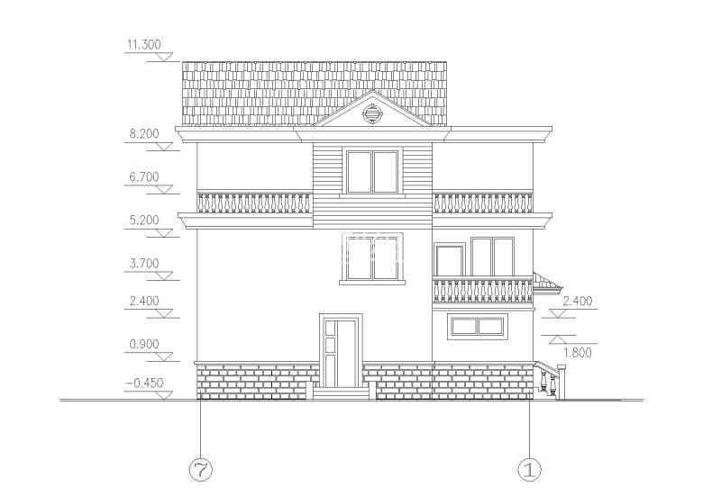 03三层新农村住宅北立面图