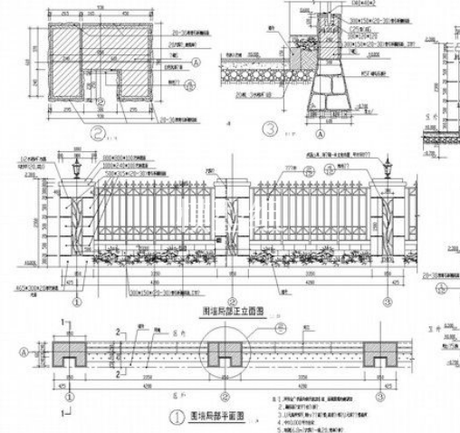 园林景观围墙施工图
