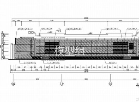 现代化大型多功能厅室内施工图 立面图