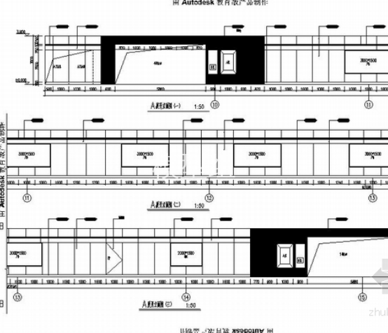 [上海]现代轨道交通线路工程室内站台装修施工图站厅层立面图